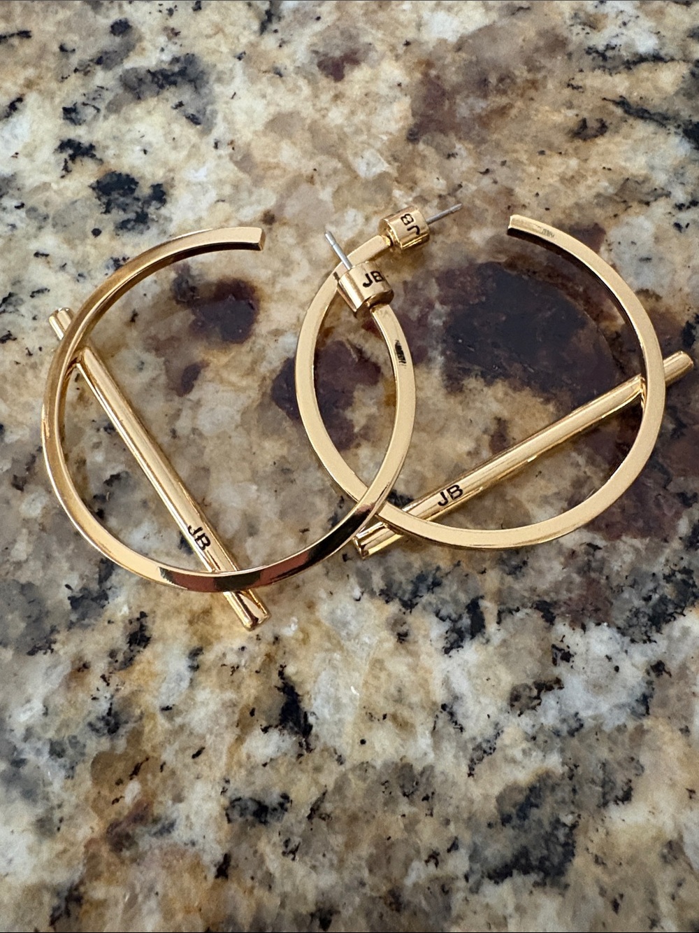Jenny Bird Gold Hoop Earrings with Horizontal Bar